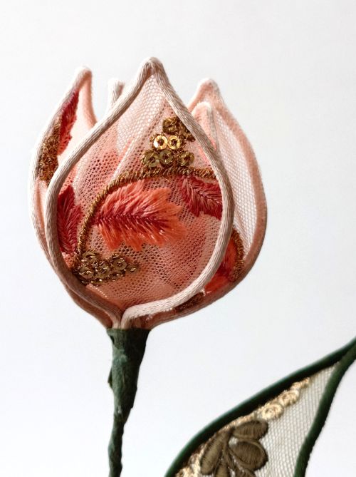 インド刺繍とビーズで作る リボンフラワー(全3回)