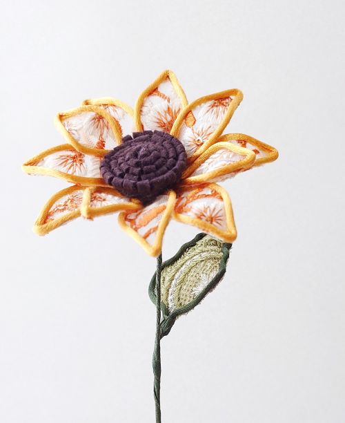 インド刺繍とビーズで作る リボンフラワー(全3回)