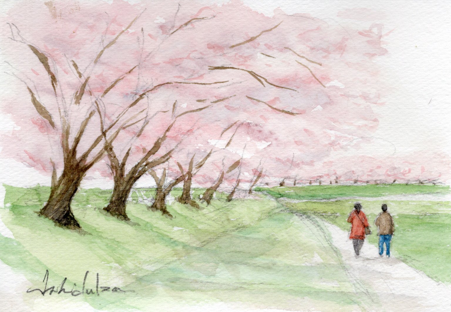 三原色で描く 小さな風景画