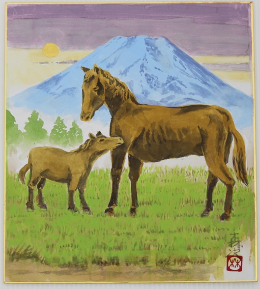 水千絵具と墨を使って描く 色紙に描く干支(全3回) 秋の新講座 11/13(木)スタート