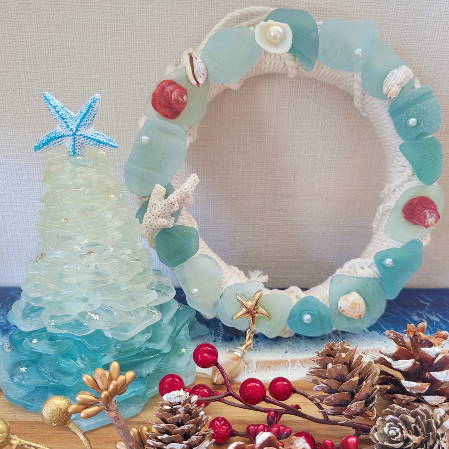 シーグラスで作るクリスマス雑貨 シーグラスクラフト講座 【全3回】 全3回 10/8・11/12・12/10(水)
