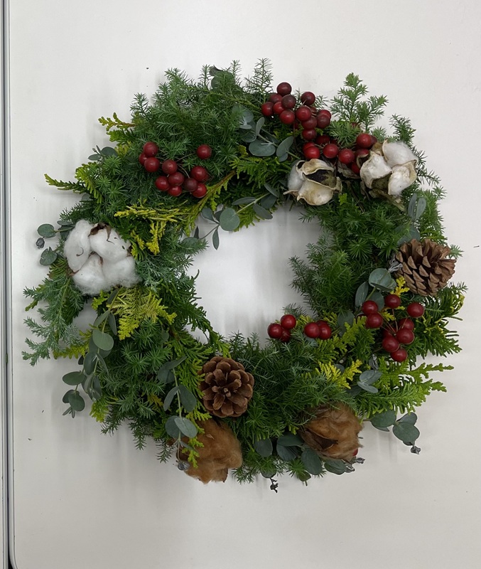 9512/自然素材で楽しむ 生のクリスマスリース作り HP限定冬の新講座 ≪お申込みは11/14(金)まで≫