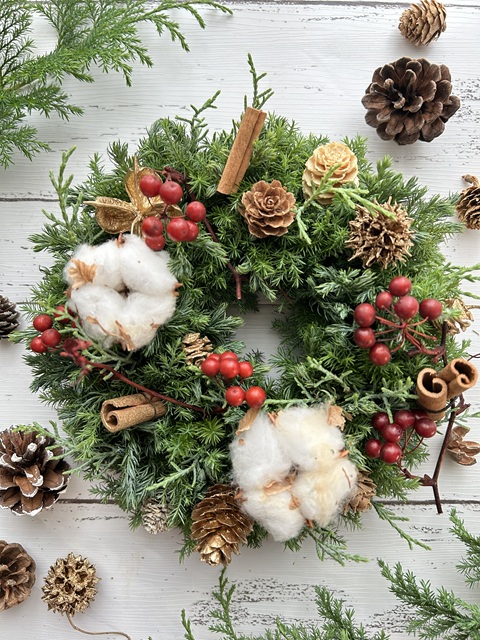 転倒予防を学びながら クリスマスリース作り 12/3(水)14:45～16:45 HP限定冬の1DAY講座