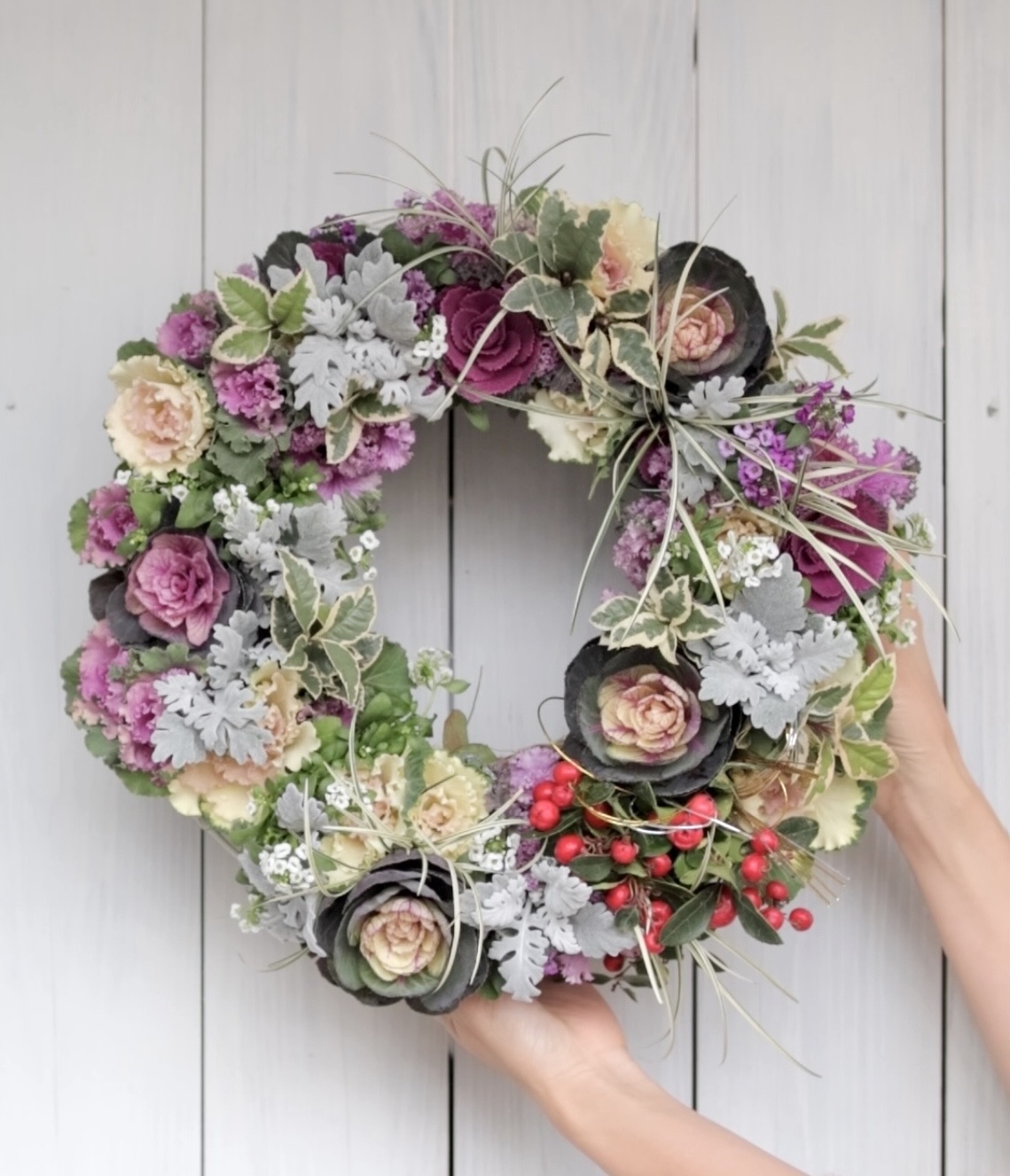 〜お正月を華やかに彩る〜 寄せ植えギャザリング【HP限定企画】 葉牡丹リース体験レッスン