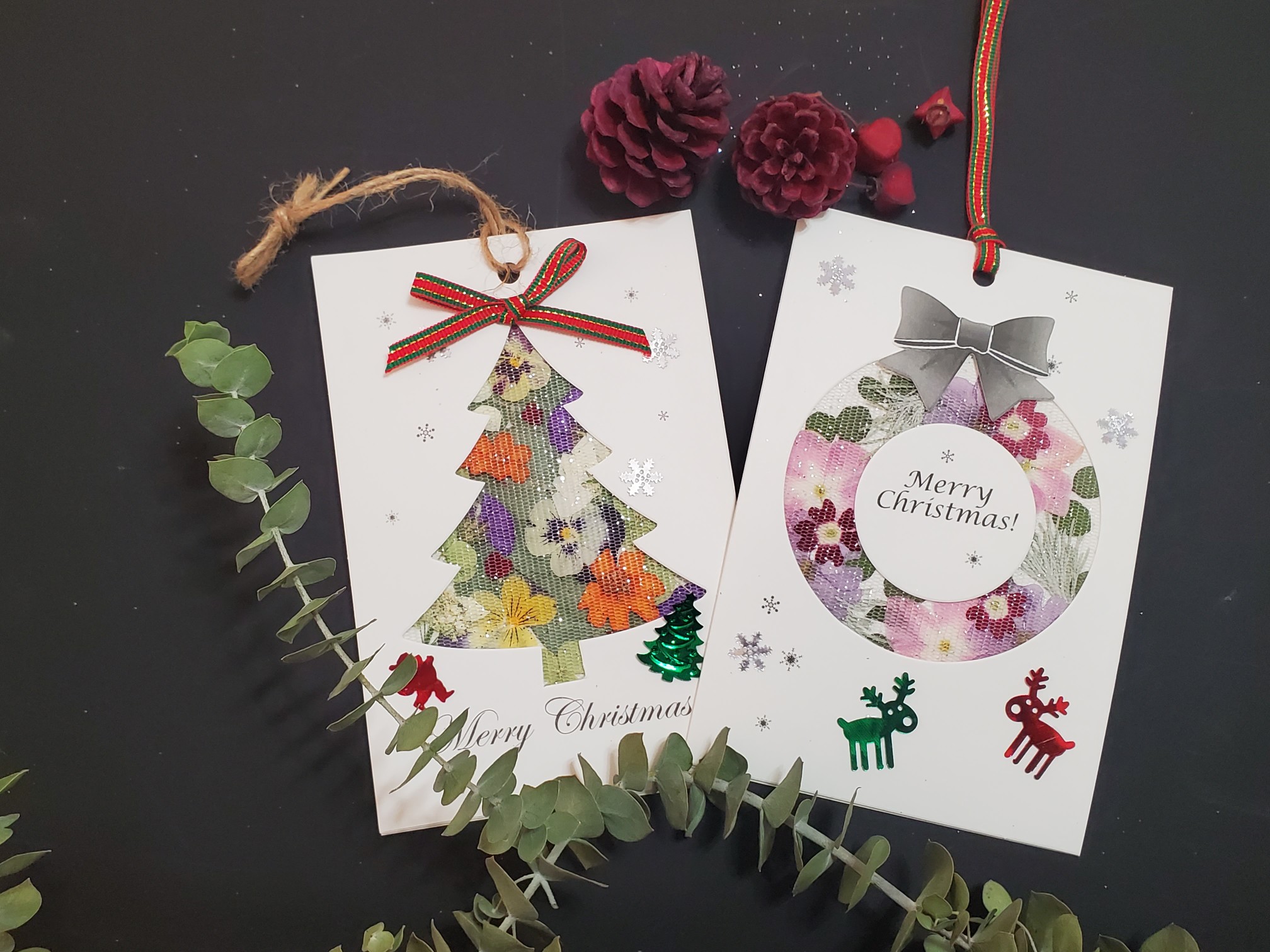 12/6・12/15ハルメク押し花アート クリスマスカード