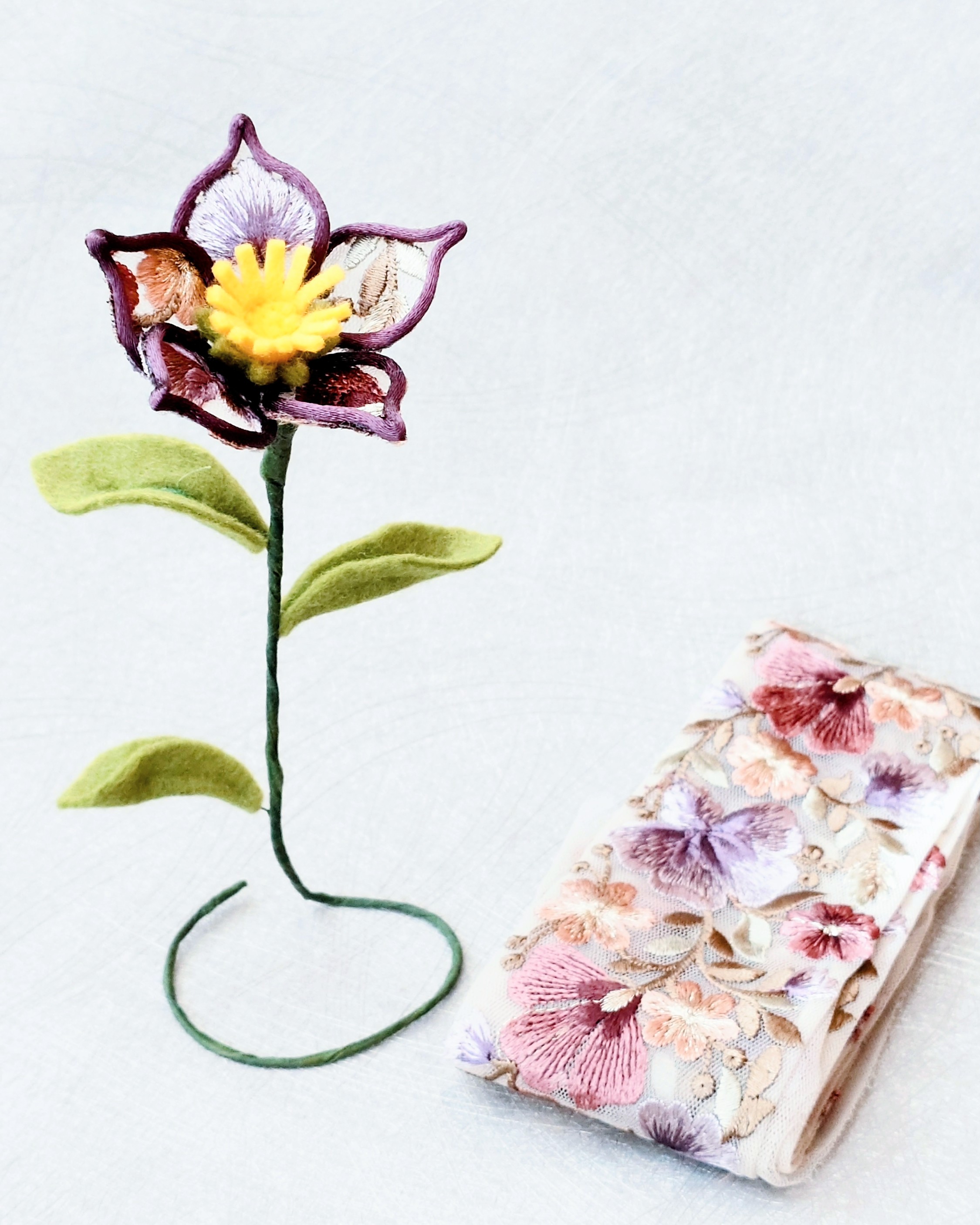 インド刺繍とビーズで作る リボンフラワー(全3回)