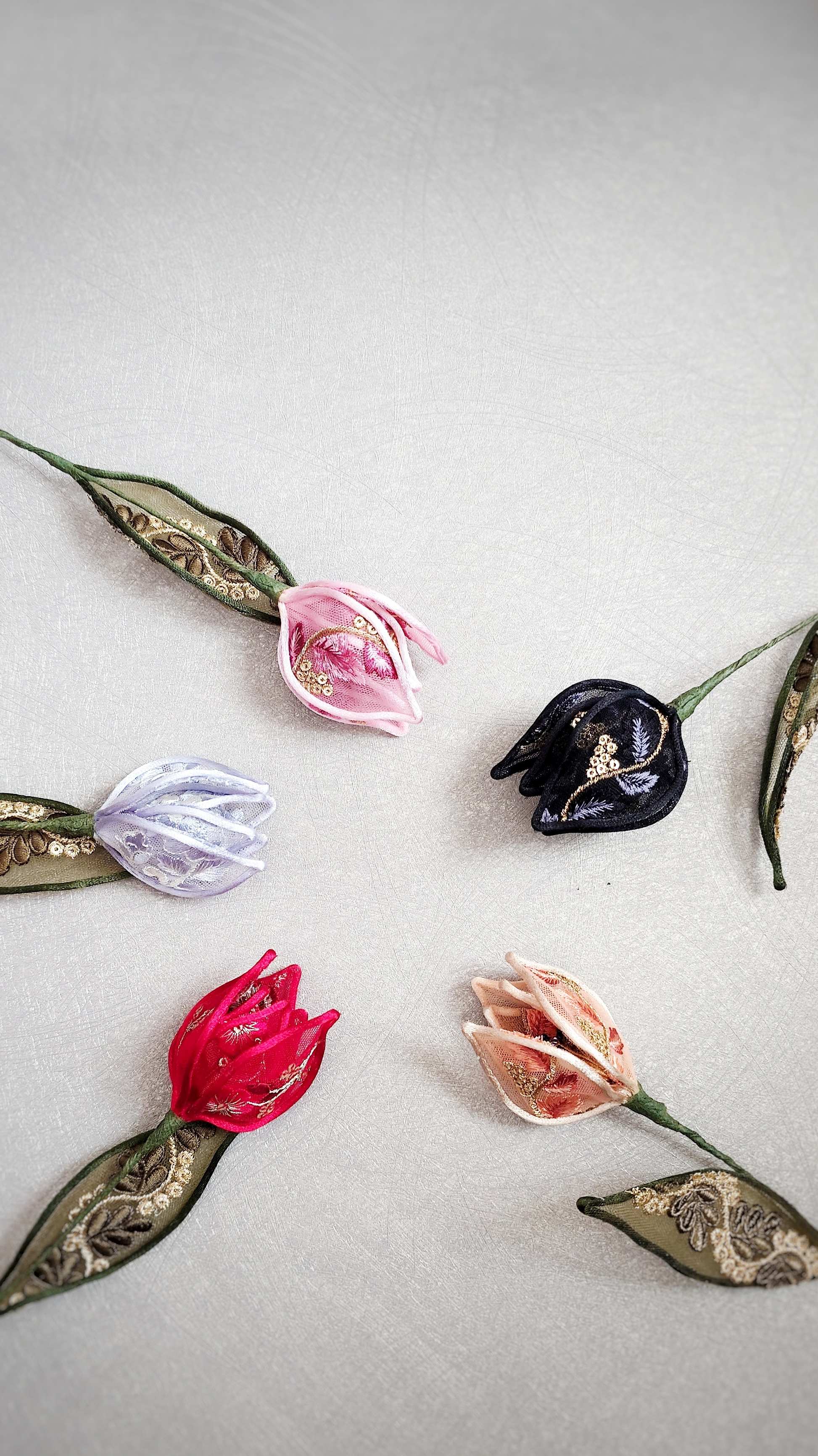 インド刺繍とビーズで作る リボンフラワー(全3回)