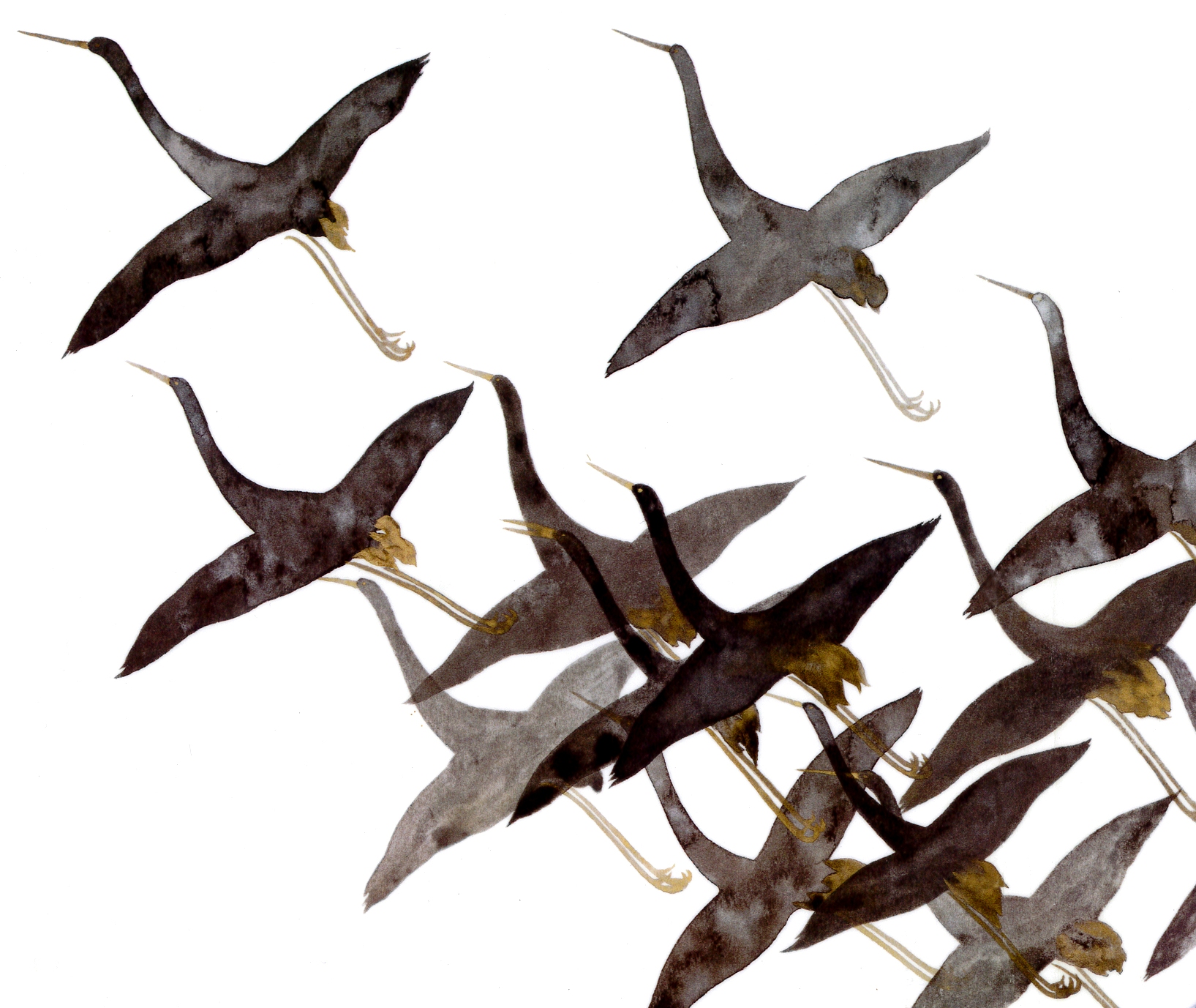 金銀と水墨で俵屋宗達の鶴下絵和歌巻の鶴を描こう!(全4回) ★冬の新・短期講座