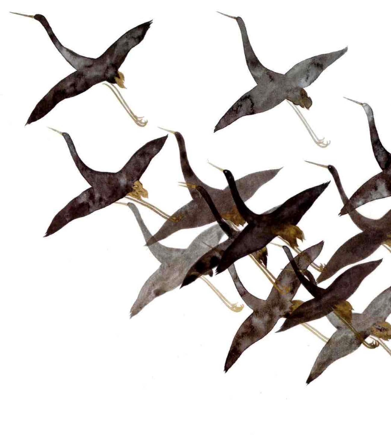 水墨画で年の描き初め 俵屋宗達の鶴下絵和歌巻の鶴を描く【全4回】