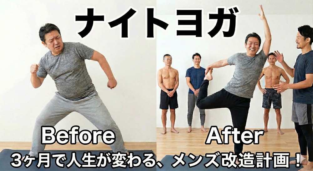 お仕事帰りに整えましょう。 ナイト・ヨガ(メンズ) 特別体験会 1/23・2/13(金)開催!