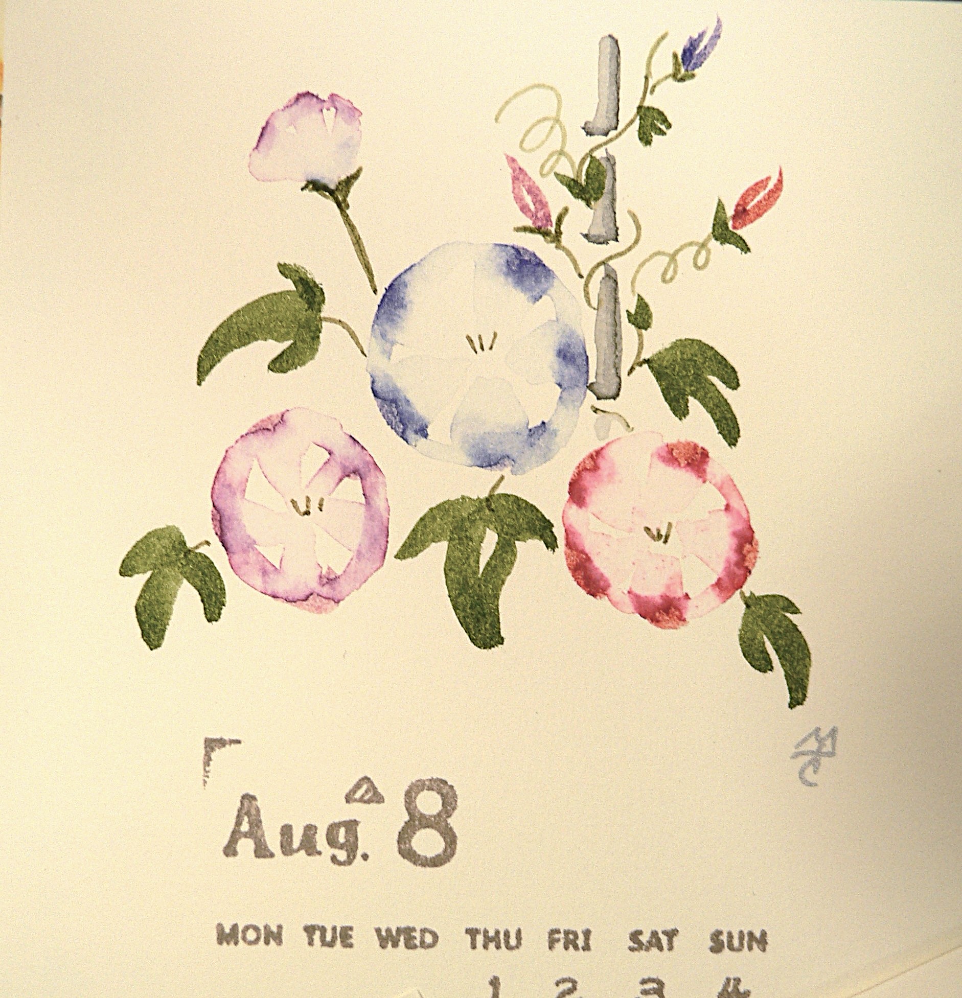 水性ブラッシュペン(カラー筆ペン)で描く お花のイラスト12か月 1月