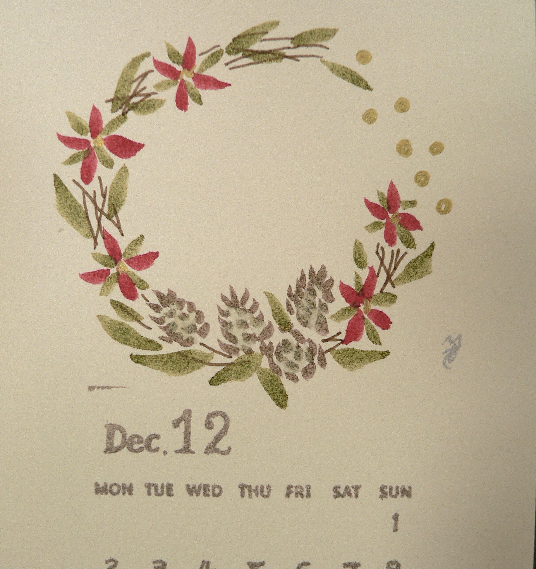 水性ブラッシュペン(カラー筆ペン)で描く お花のイラスト12か月 2月