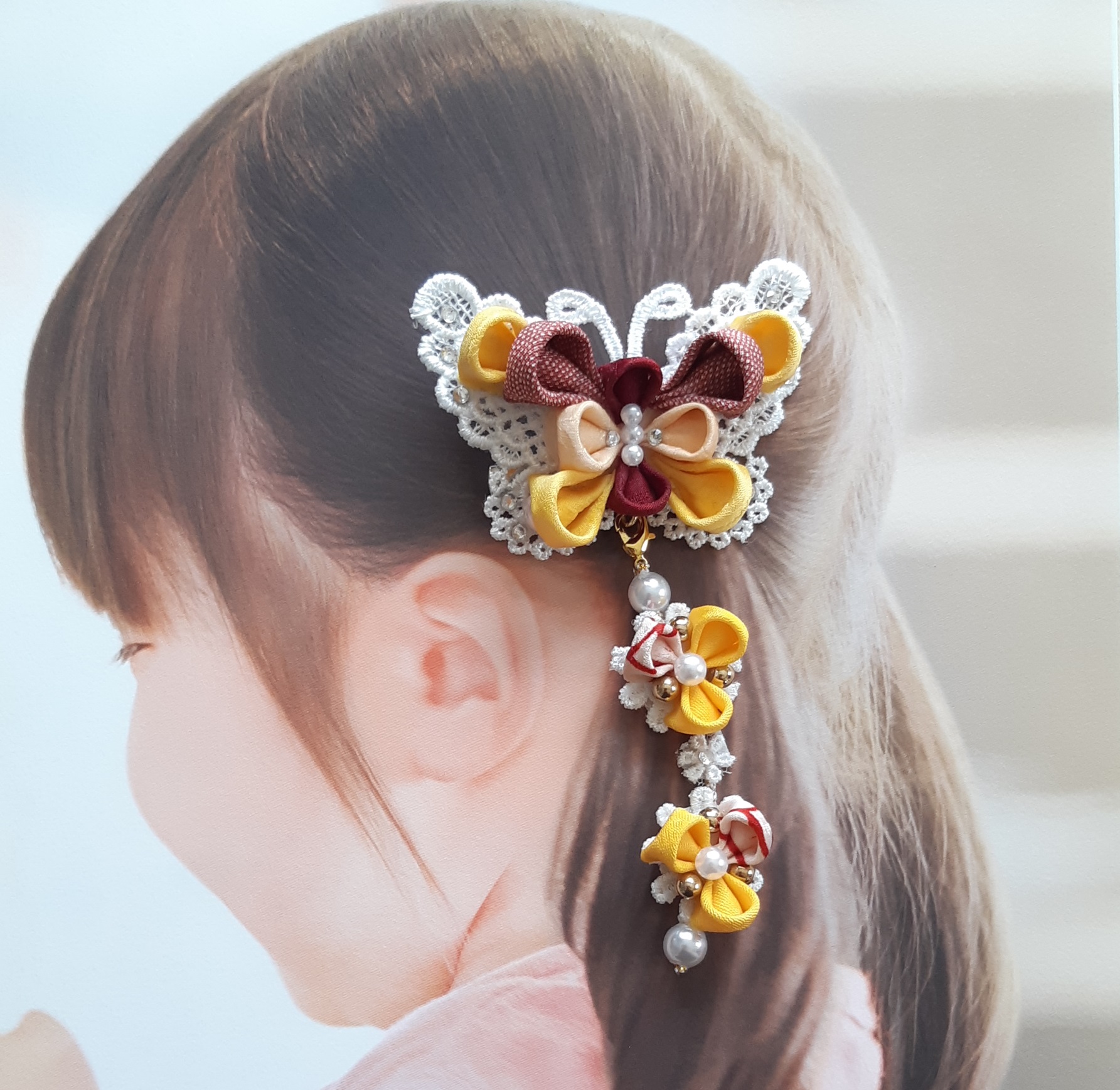 初めての方でも大丈夫!! つまみ細工で作る2way髪飾り