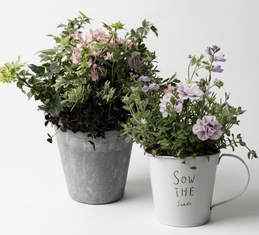 根付きのフラワーアレンジメント ブリコラージュフラワー 春の1DAY講座