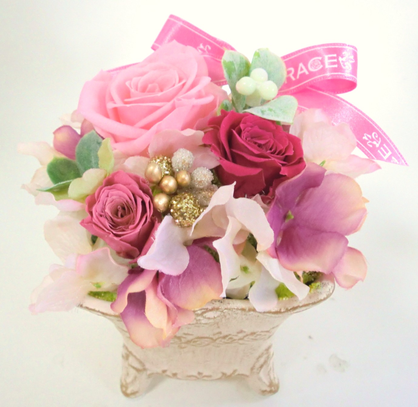 花のアレンジレッスン プリザーブド&アートを使って