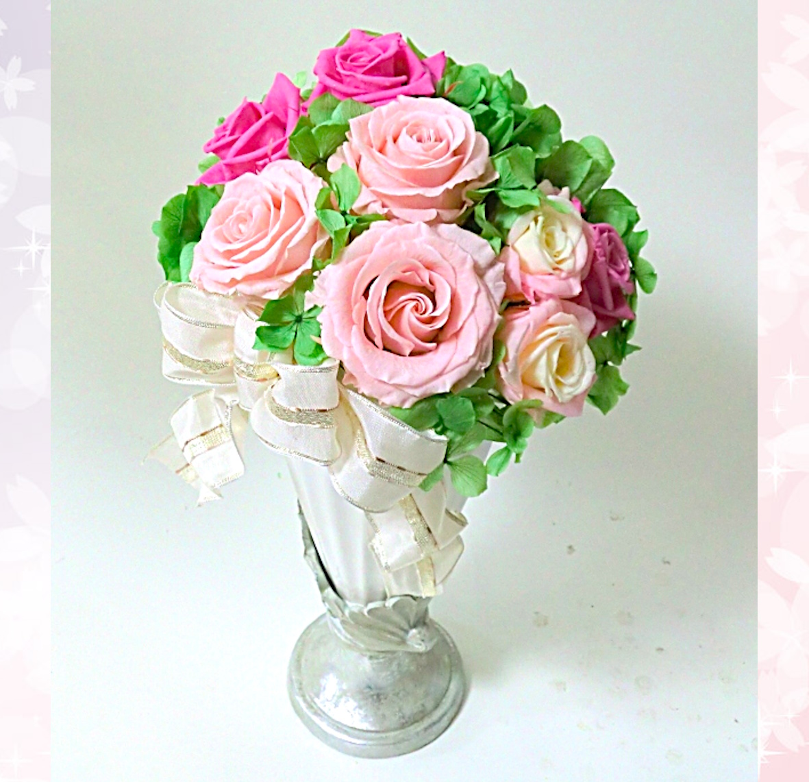 【夜にきらめくプリザーブドフラワー】 ～4/3はお得な体験日 パワーストーンカラーでアレンジメント