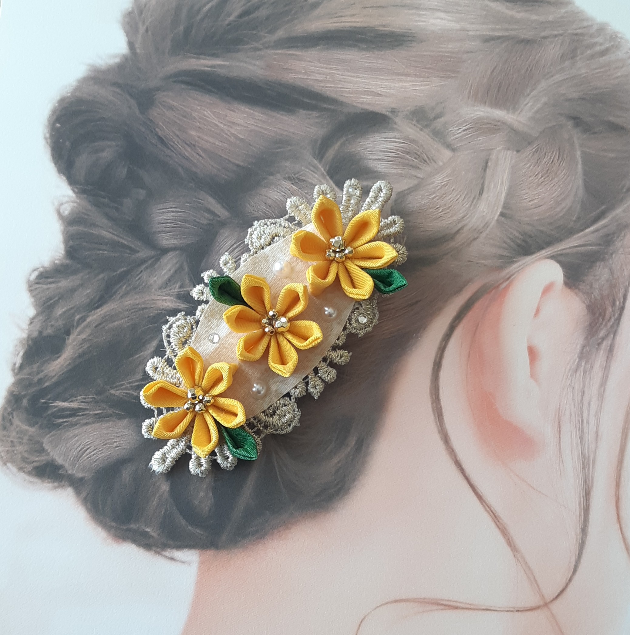 つまみ細工 「姫ひまわり夏色コサージュ」 夏の1DAY講座 6/26(金)特別体験会