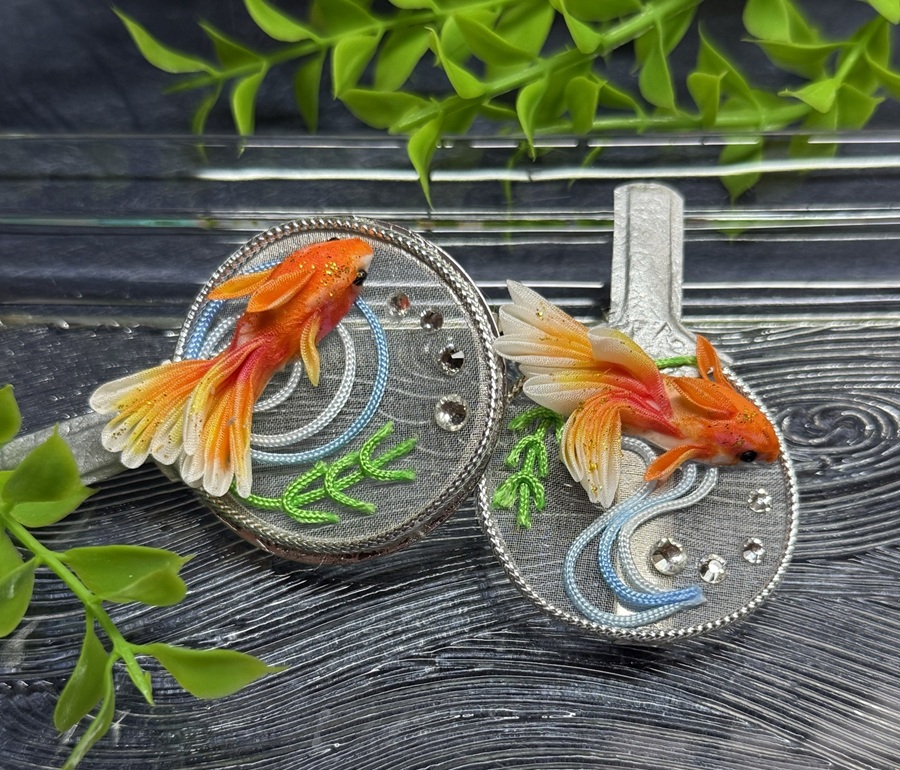 つまみ細工で作る 団扇金魚のブローチ 夏の1DAY講座 6/16(火) 特別体験会