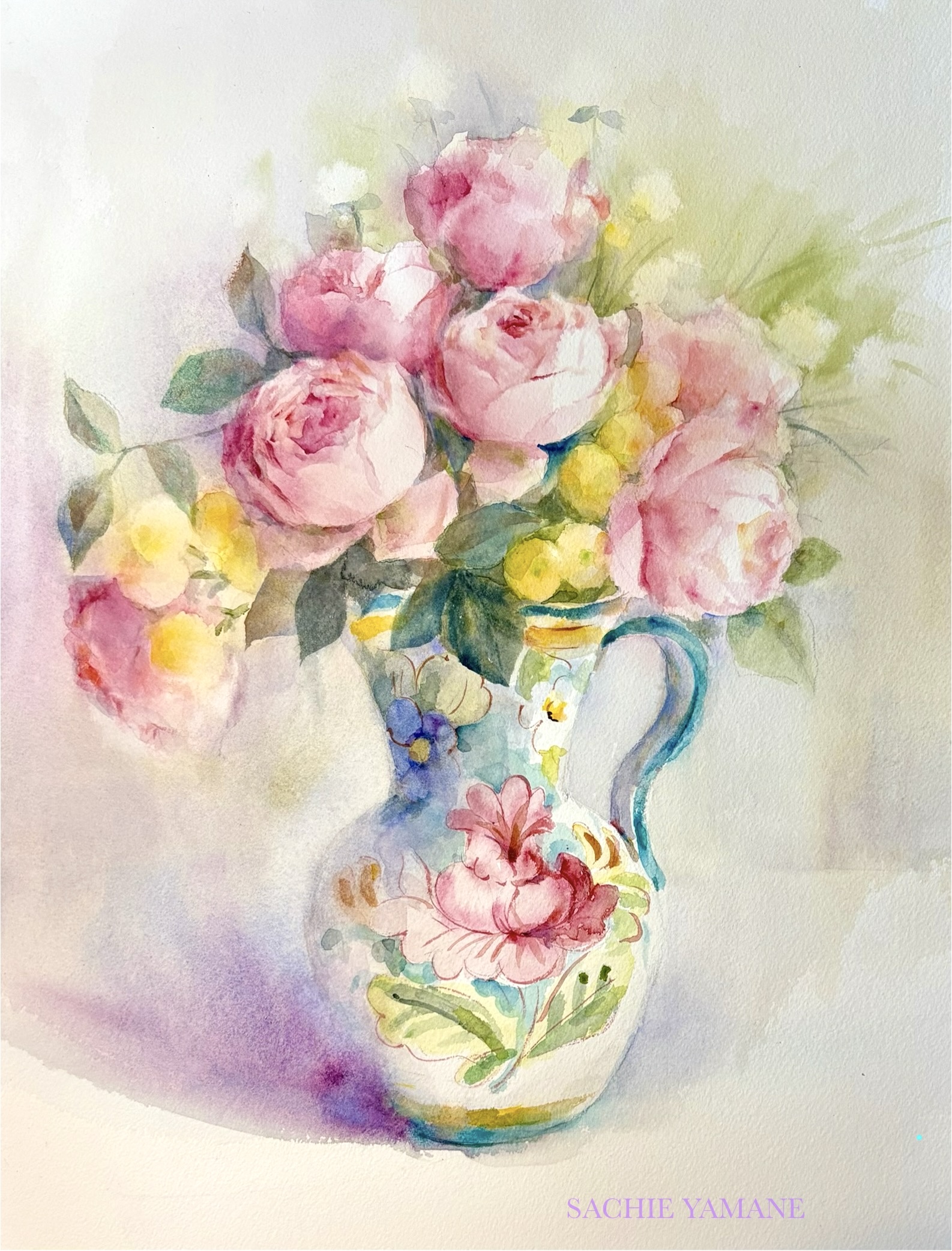 生花をきれいな色とにじみで描く 季節の花を描く透明水彩画 夏の新講座 5月22日、6月26日(金)体験会