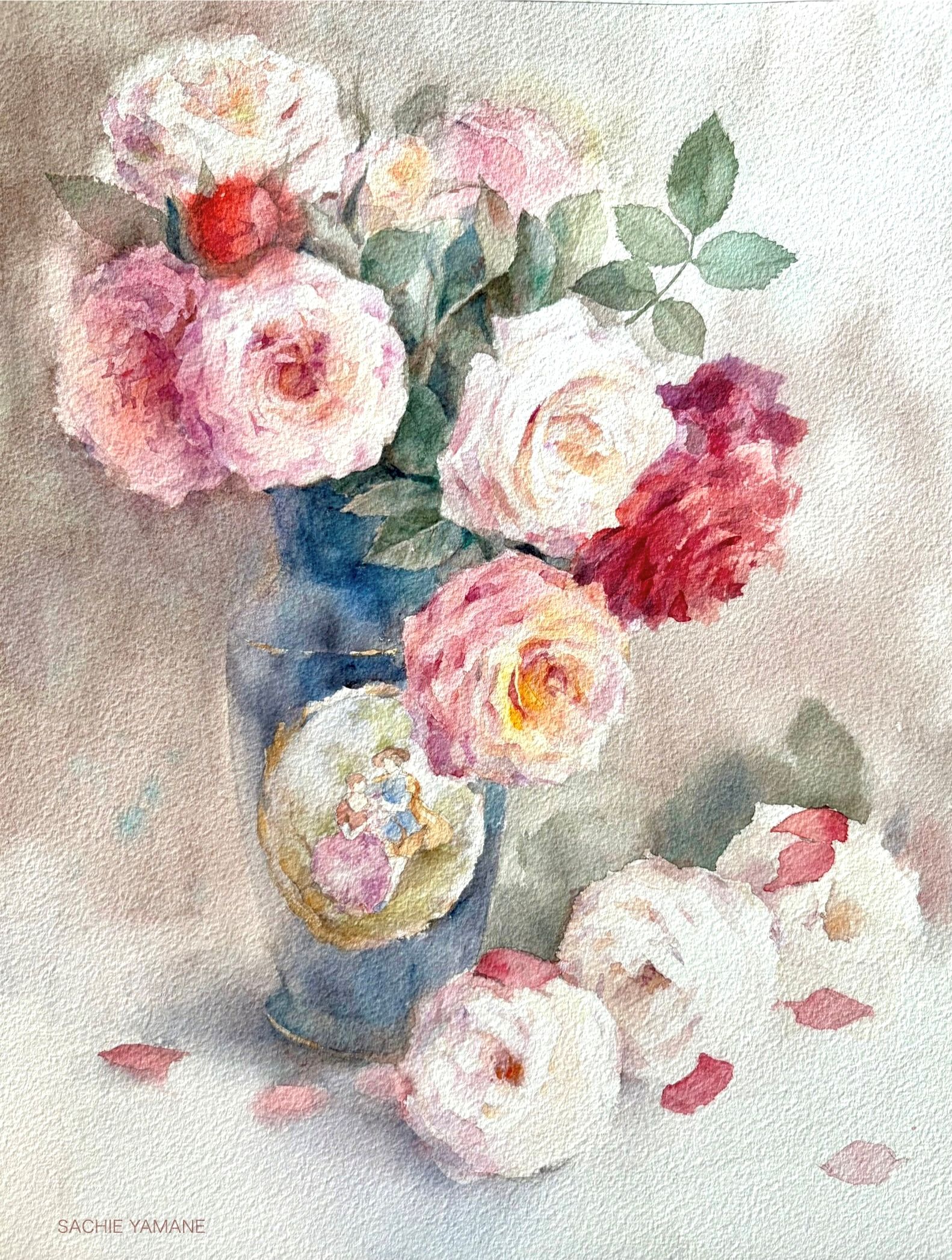 生花をきれいな色とにじみで描く 季節の花を描く透明水彩画 夏の新講座 6月26日(金)体験会