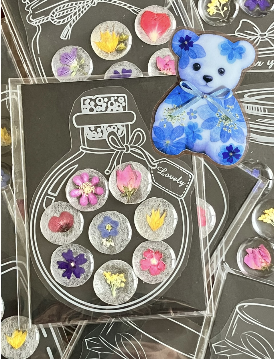 1day 押し花でぷっくりシール&動物キーホルダー