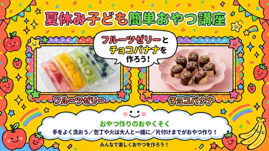 ★夏休み1DAYスペシャル★キッズクッキング 冷たいおやつ作り♡ ★8月22日(土)予約受付中です!