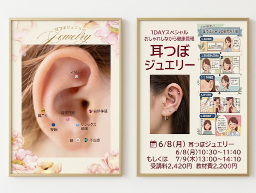 【夏の新講座 1Dayスペシャル】 毎日を軽やかにする健康講座 「耳つぼジュエリー」 7/9(木) 登録事務手数料不要!