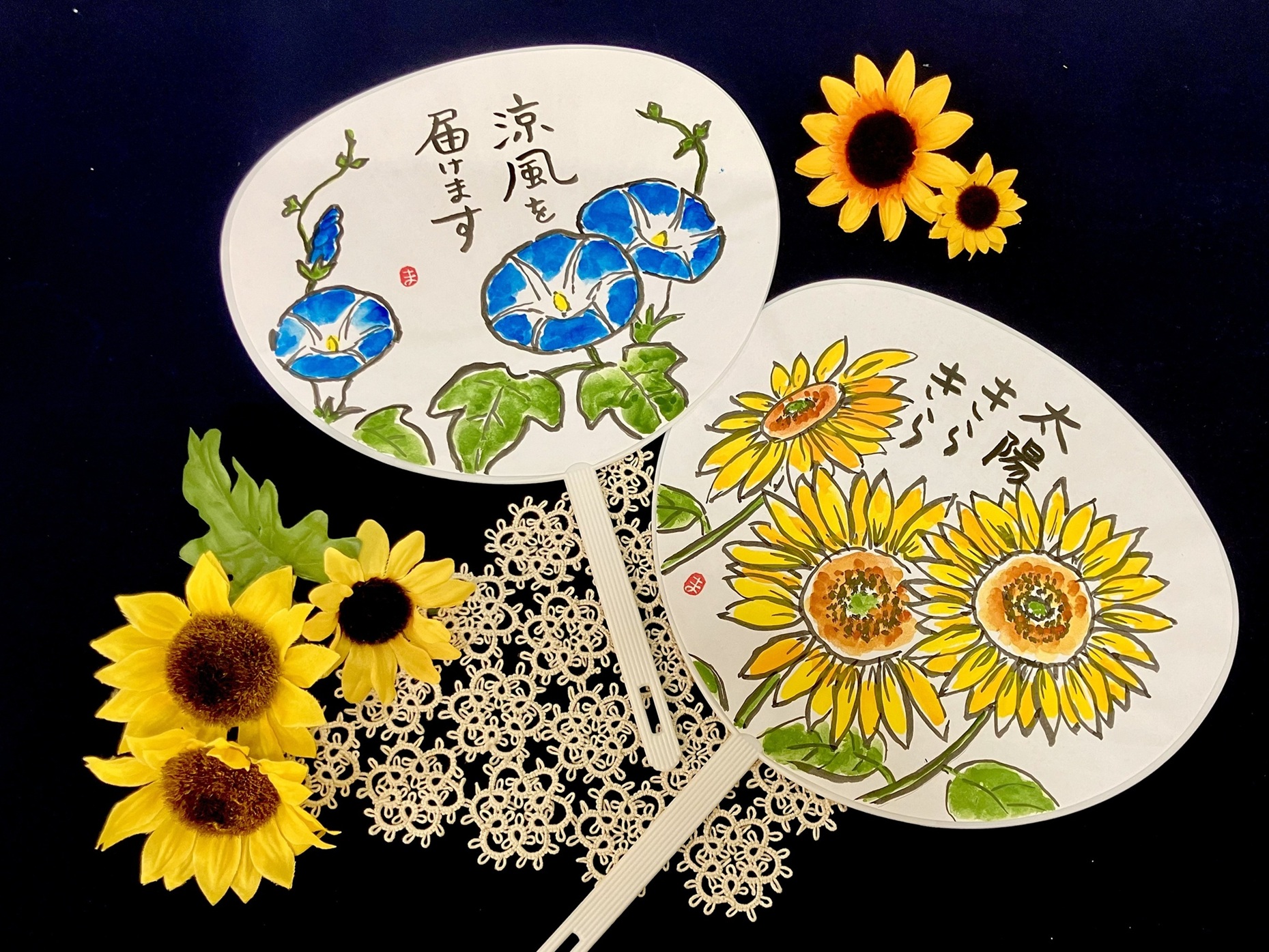 うちわに描く♪ 絵手紙