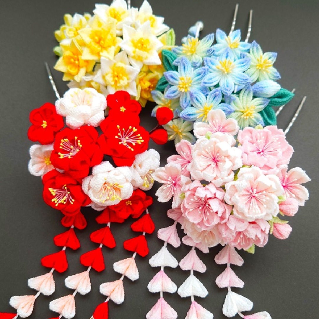 〈ジャンル〉手工芸・ハンドクラフト・ハンドメイド 【つまみ細工】 ～和テイストのアクセサリーにも～