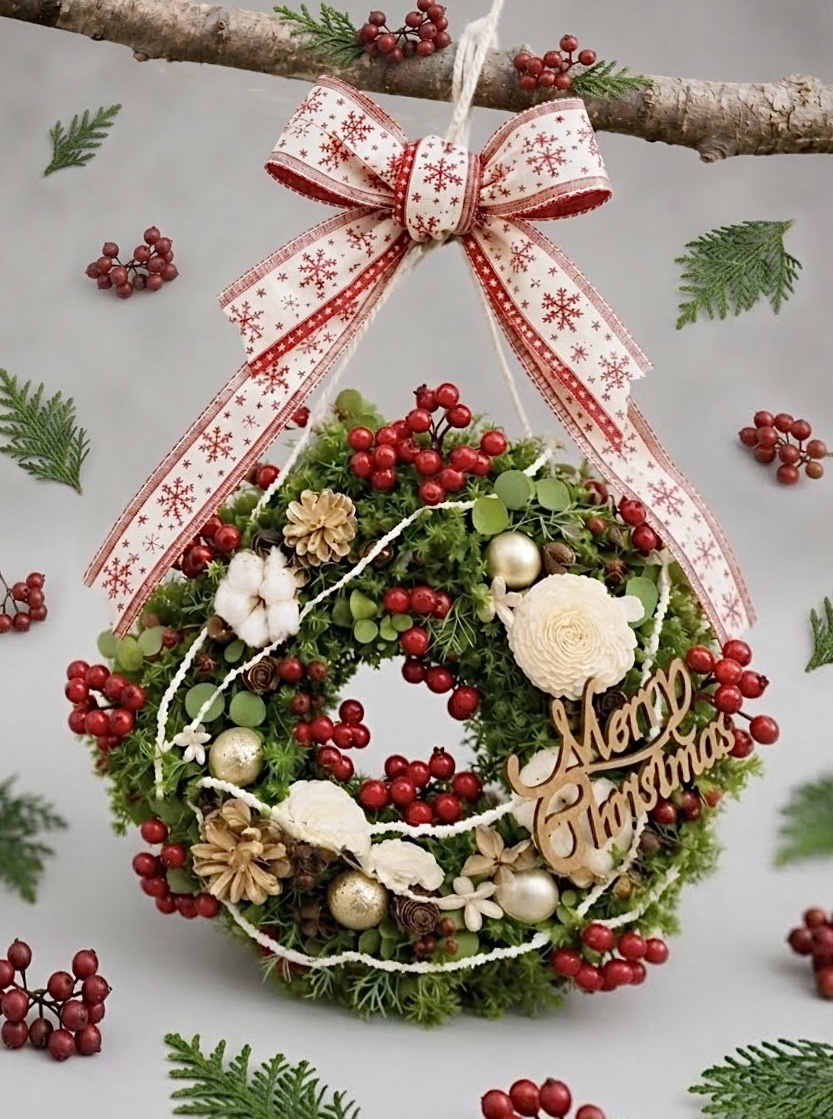 クリスマス飾り 白い枝からつるすスタイル! 洗練されたクリスマス・フレンチハンギング クリスマス1DAY講座 11/11(水)